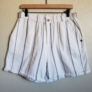Roxy High-Rise Diamond Glow Bermuda Shorts Yard-Dyed Cotton White Size Large NEW